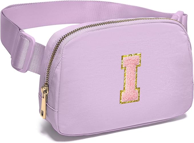 Gitus Initial Belt Bag Fanny Pack Crossbody Bag for Girls Birthday Gifts Age 8-10 Teen Girl Gifts Trend Stuff Personalized Letter Gifts for Daughter Sister (Lavender-I)