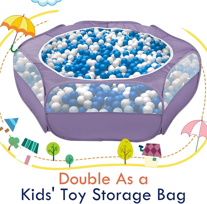Pawaboo Small Animal Playpen with Zippered Cover, Purple | Portable pop-up pet tent for supervised rabbits, guinea pigs, chicks and kittens; water-resistant bottom and 3 metal rods