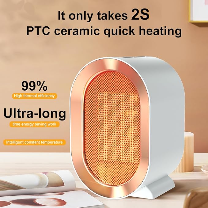 Indoor Electric Portable Space Heater, 1200W Personal Desk Heater, Fast Quiet Heating Ceramic for Small Room,Bedroom and Office Use (Pink)