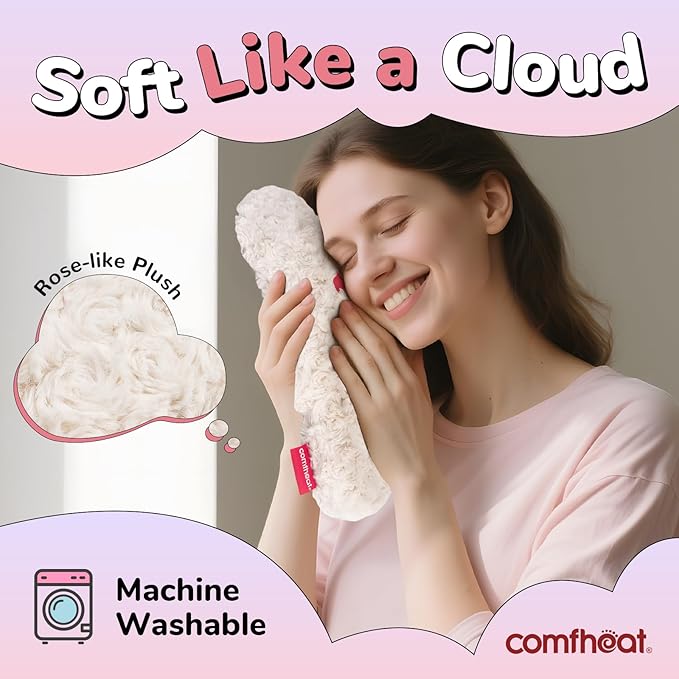 Microwave Unscented Heating Pad for Pain Relief, Moist Heat Pack Hot Compress for Period Cramps, Shoulder, Muscles, Cute Cloud Plush Heating Pad, Gift for Girl Women Kids, with Washable Cover