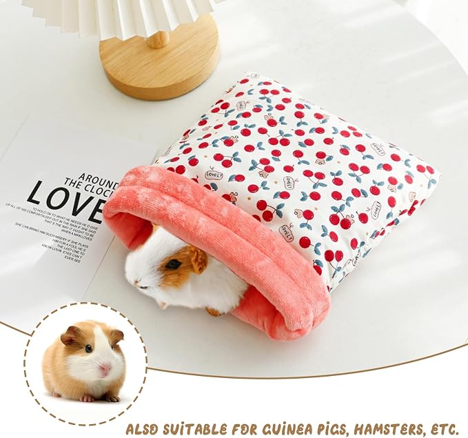 Warm Cozy Hedgehog House Bed with 2 Small Pillows, Winter Sack for Hamster, Sugar Glider, Cuddle Pouch for Small Pets Cage Accessories