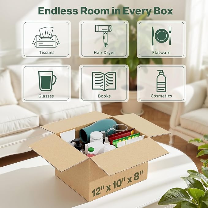 Simple deluxe 12x10x8 Shipping Boxes, Small Cardboard Box Shipping Box Moving Boxes Packing Boxes for Moving, 5 Pack