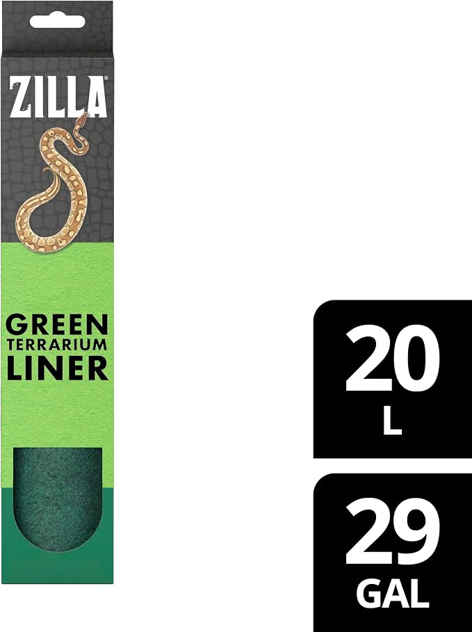 Zilla Reptile Carpet Terrarium Floor Liner, Green, 10G, 11.75 x 29.5 | Substrate for reptile tank, enzyme-treated odor control, rinse-clean absorbent floor liners