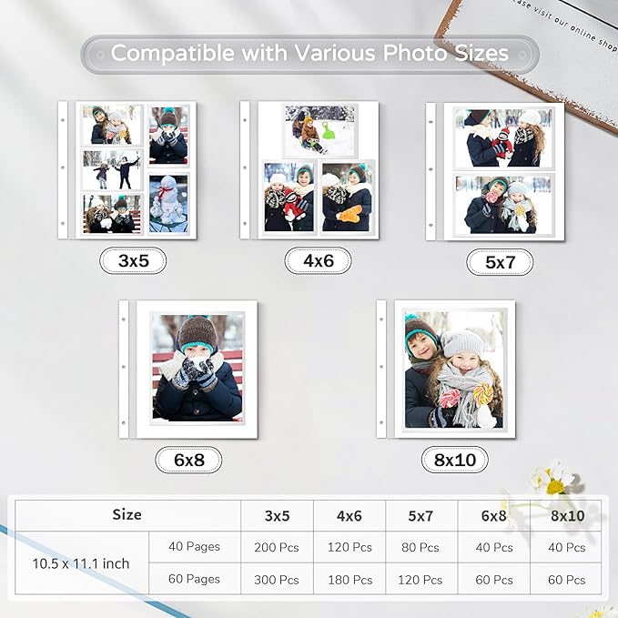 Popotop Large Photo Album Self Adhesive 4x6 5x7 8x10 Scrapbook Album DIY Picture Book,Gifts for Mom,Family Baby and Wedding,with Metal Pen and Plastic Board