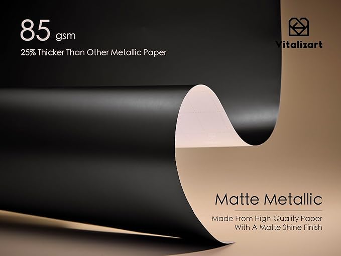Vitalizart Black Matte Metallic Wrapping Paper Set 30" With Silk Satin Ribbon & Gift Tags Christmas Gift Wrapping Birthday Baby Shower Wedding Bouquets Handmade Crafts 197"(16.4 Ft) Black Ribbon