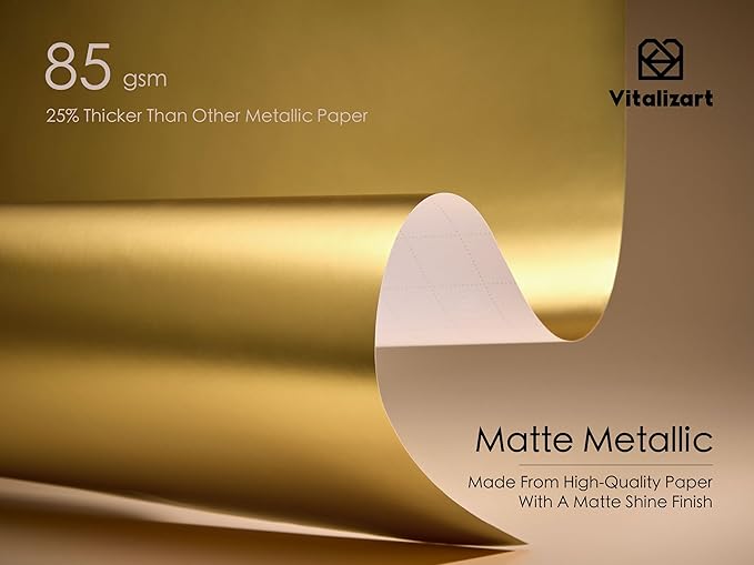 Vitalizart Gold Matte Metallic Wrapping Paper Set 17" With Silk Satin Ribbon & Gift Tags Christmas Gift Wrapping Birthday Baby Shower Wedding Bouquets Handmade Crafts 197"(16.4 Ft) Black Ribbon