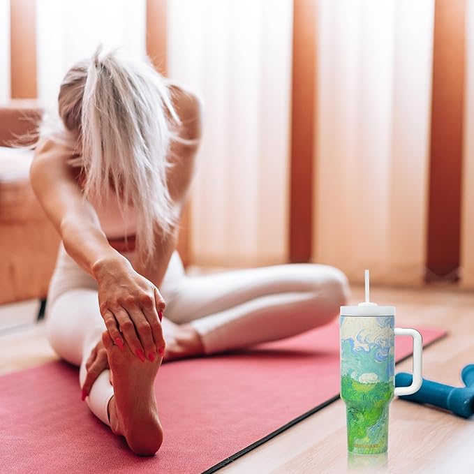 Jormungand 40 oz Tumbler with Handle and Straw, Vacuum Insulated Stainless Steel Cup & Water Bottle, Leakproof Lid, BPA-Free, Cup Holder Friendly for Travel, Keeps Drinks Hot & Cold Fields