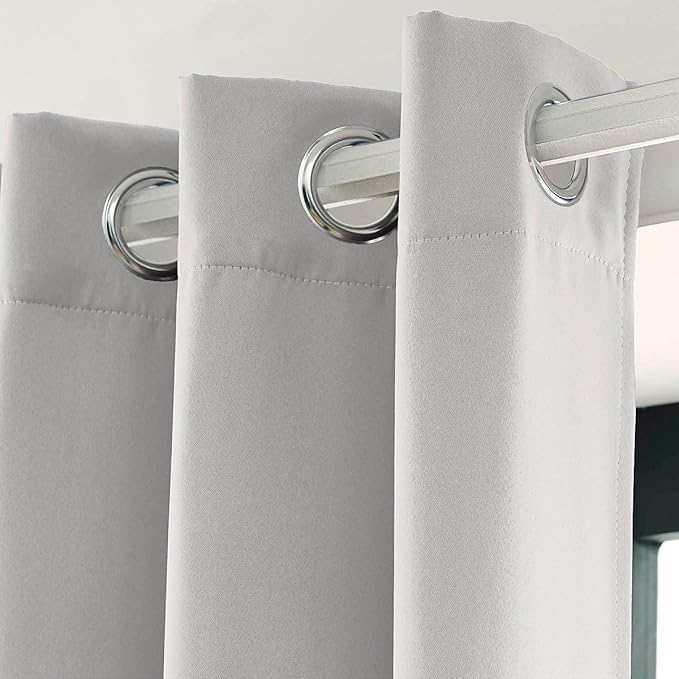 LA PALMA Thermal Insulated Blackout Darkening Grommet Living Room Curtains Window Drapes for Bedroom Pack of 2 Panels