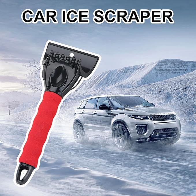Ice Scraper for Car Windshield, Scratch Free Foam Gripped Windscreen Snow Scraper Frost Ice Crusher, Winter Window Snow Shovel Frost Removal Tool for Car Small Trucks (Red)