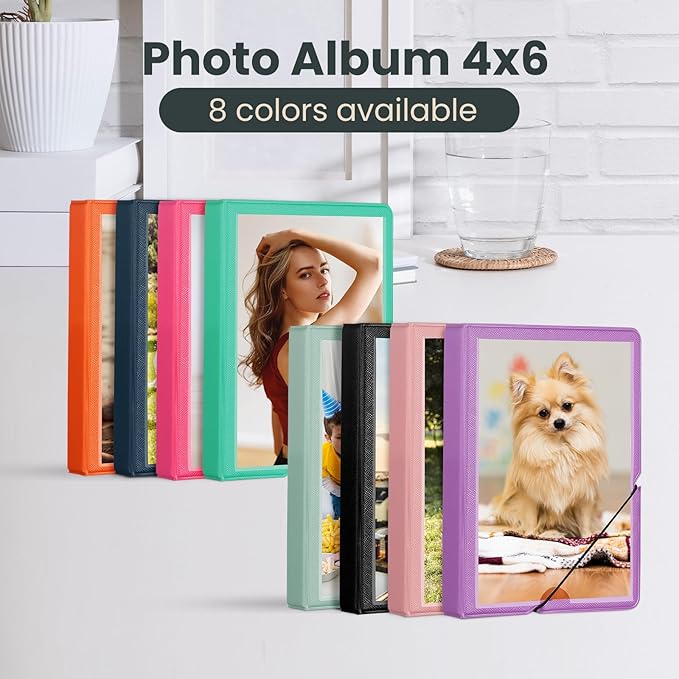 Lifting 2 Pack Small Photo Album 4x6 28 Pockets Plastic 4 x 6 Photo Book Album with Customizable Cover Mini Picture Album for Family Wedding Anniversary Baby Vacation (Royal Purple)
