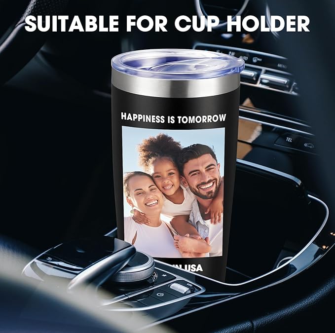 Personalized Custom Tumbler Print in USA 10 Pcs 20oz Stainless Steel Coffee Cup with Lid & Straw Double Wall Insulated Tumbler with Colorful Text Logo Photo
