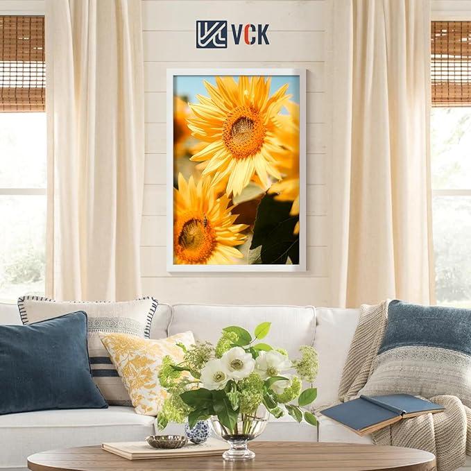 VCK 27x40 Poster Frames white Set of 6, Wide Border Wood Picture Frame, Multi-Directional Display Family Photos, Office Prints, Studio/Gallery Art, Woodgrain Series, Wall Hanging