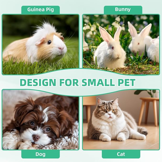 Guinea Pig & Rabbit Grooming Kit 2 in 1 – Cordless Hair Clipper & Nail Grinder for Small Animals– Low-Noise Rechargeable Nail Clippers Electric - Green