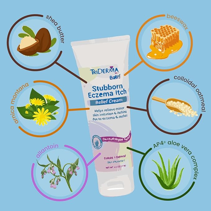 TriDerma Baby Stubborn Eczema Itch Relief Cream Soothing for Sensitive Skin 2.2 Ounces