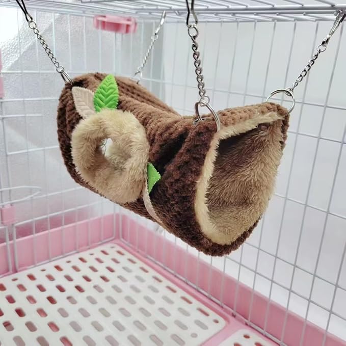 EAEDMY Ferret Rat Hammock Tunnel Toys Cage Accessories, Guinea Pig Hideout, Warm Bed for Rat Ferret Guinea Pig Sleep Hide and Play (2.Hammock&Hole Tunnel)