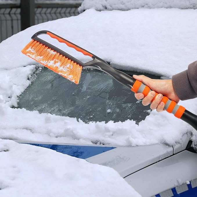 Snow Brush and Ice Scraper for Car Windshield,26.4" Window Scraper Deicer for Car SUV and Truck,Ice Scrapers and Brushes 2 in 1,Winter Car Automotive Exterior Accessories(2Pack Orange)