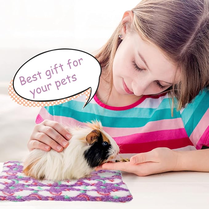 Jetec 3 Pcs Guinea Pig Beds, Fleece Small Animal Mats, Moon, Colorful | 10 x 11 in Soft Double Sided Fleece Pad for Rabbit, Hamster, Chinchilla, Rat, Warm Hideout, Cozy Small Animal Cage Bed