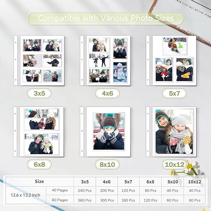 Popotop Large Photo Album Self Adhesive 4x6 5x7 8x10 Scrapbook Album DIY Picture Book,Gifts for Mom,Family Baby and Wedding,with Metal Pen and Plastic Board