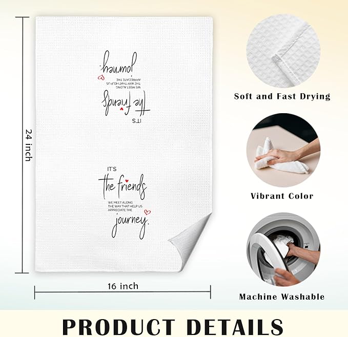 JINYO Friends Gifts Kitchen Towels, Gifts for Best Friend Hand Towels for Bathroom Kitchen Decor, Friendship Gift for Women Friends Decorative Dish Tea Towels, 16x24 Inch