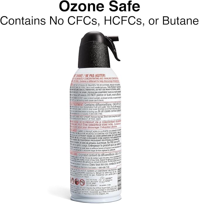 Staples Compressed Air Duster – 10 oz. Can for Electronics, Keyboards & Office Devices