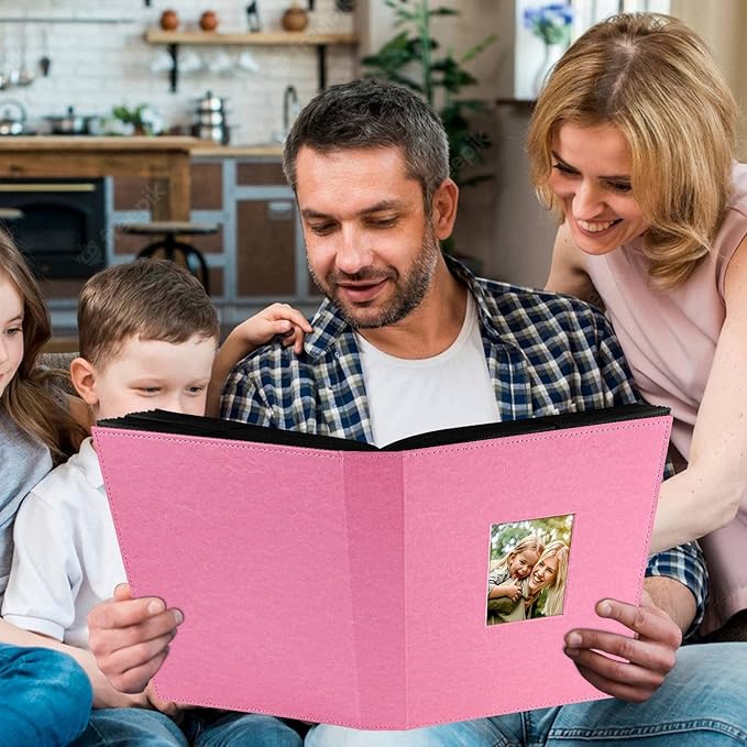 Ywlake Photo Album 4x6 400 Pockets, Leather Photo Albums Holds 400 Vertical Pictures Only Pink