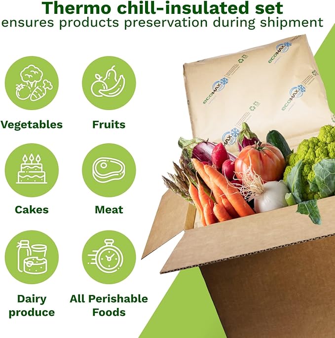 IDL Packaging 14" x 14" x 14" Insulated Shipping Box, 5.8-Gallon Capacity, Pack of 3 - Includes EcoMax™ Thermal-Paper Liners, Absorb Condensation - For Frozen Food, Meat, or Fish