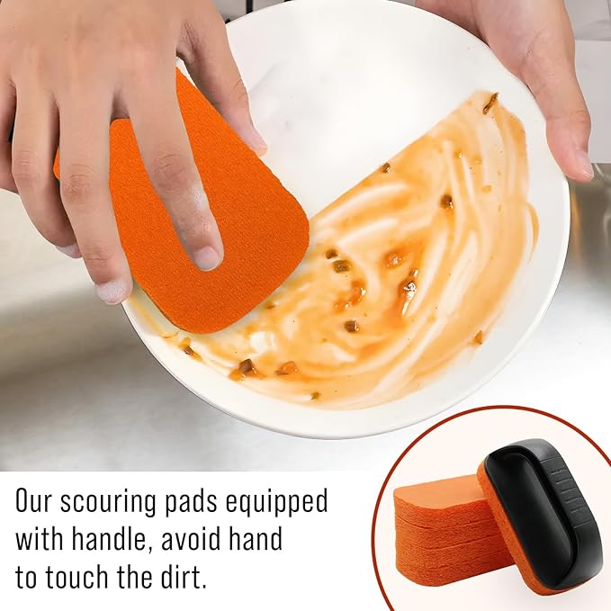 6-Piece Griddle Cleaning Kit for Blackstone, Flat Top Grill Cleaning Kit Non-Scratch Scouring Pads for Kitchen - 5 Scrubber Pads and 1 Handle