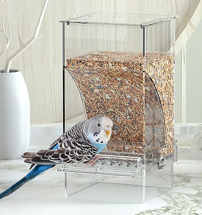 Kenond No Mess Bird Feeders Water Dispenser Set,Automatic Feeders for Cage | Automatic Parrot Feeder Cage Accessories, Clear Seed Container Food Drinker for Cage, for Cockatiel Lovebirds Budgies Canary