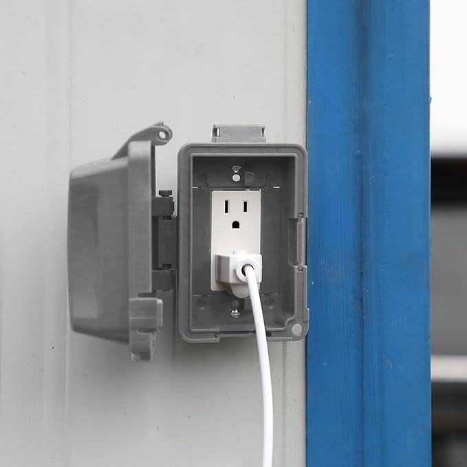 Bates- Weatherproof Electrical Outlet Cover, 1-Gang, Gray Outdoor Outlet Cover Weatherproof Outlet Cover Box, Outdoor Plug Cover