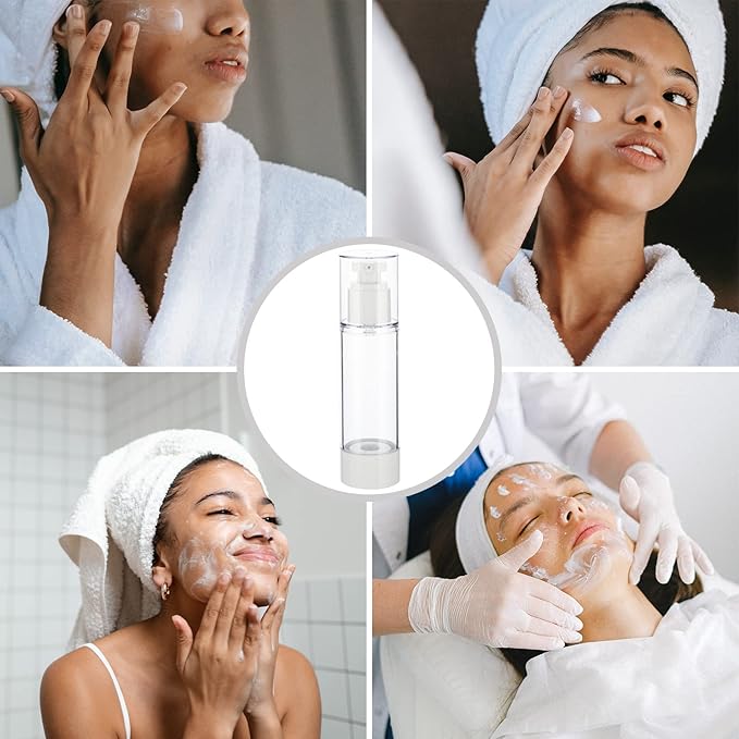 2.7OZ/80ML Clear Airless Pump Bottles, Lotion Dispenser Travel with Pump, Vacuum Plastic Travel Size Lotion Bottle for Foundation, Creams, Cosmetic(3 Pack)