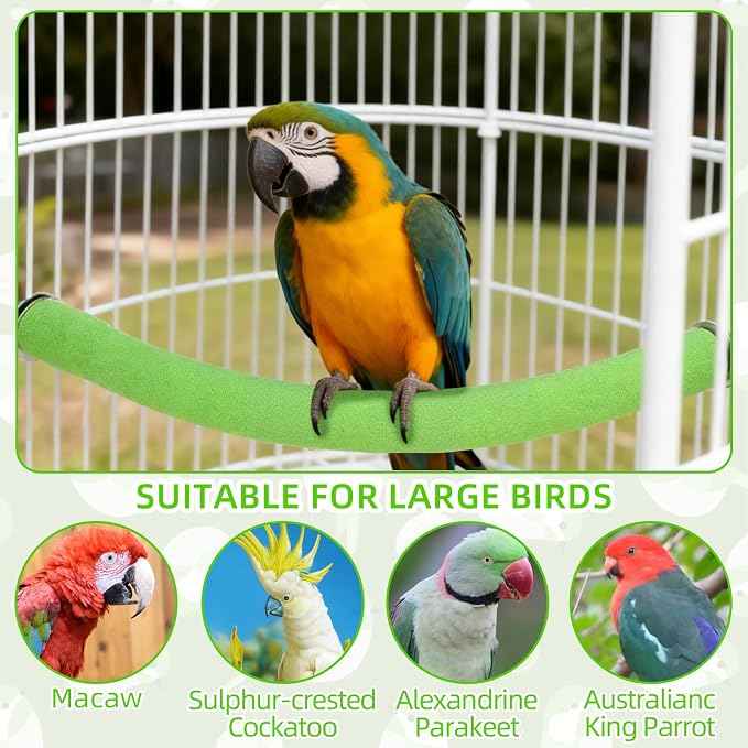 Rypet 90-Degree Parrot Perch for Cage Corner, Quartz Bird Perch (Green XL) | For Paw Grinding Clean Stick Exercise, Rough Quartz Surface, Small Parakeets Cockatiel Conures