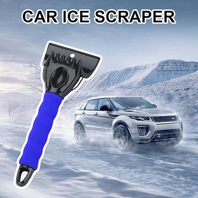 Ice Scraper for Car Windshield, Scratch Free Foam Gripped Windscreen Snow Scraper Frost Ice Crusher, Winter Window Snow Shovel Frost Removal Tool for Car Small Trucks (Blue)