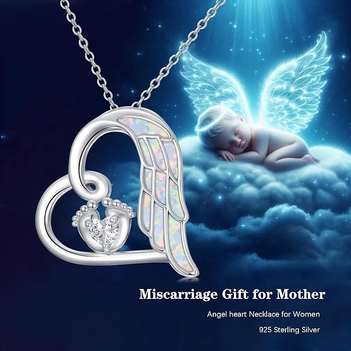 Miscarriage Necklace Gifts for Mothers 925 Sterling Silver Mommy of An Angel Pendant Memorial Jewelry Loss of Pregnancy Sympathy Gifts for Women