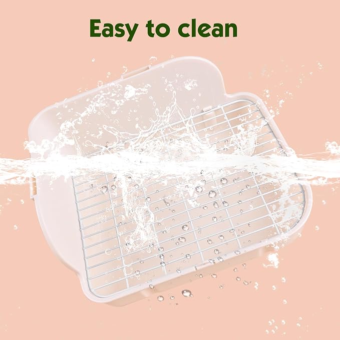 RUBYHOME Rabbit Litter Box Toilet, Plastic Square Cage Box Potty Trainer Corner Litter Bedding Box Pet Pan for Small Animals, Rabbits, Guinea Pigs, Chinchilla, Ferret, Galesaur, 11.4 Inches (White)