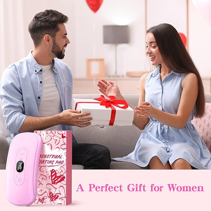 Portable Heating Pad Period Cramps: 2 Timer 6 Heat Levels 6 Vibration Modes Cordless Electric Heating Pad 3s Fast Heating Menstrual Heating Pad Mothers Day Gifts Pink
