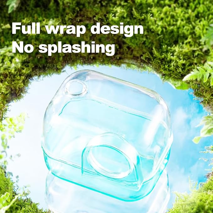 Hamster Sand Bath Box, Polaroid-Inspired Acrylic Hamster Bathroom & Dig Box forSyrian Hamster & Dwarf Hamsters, Large Capacity Substrate Container with Cleaning Shovel(Green)