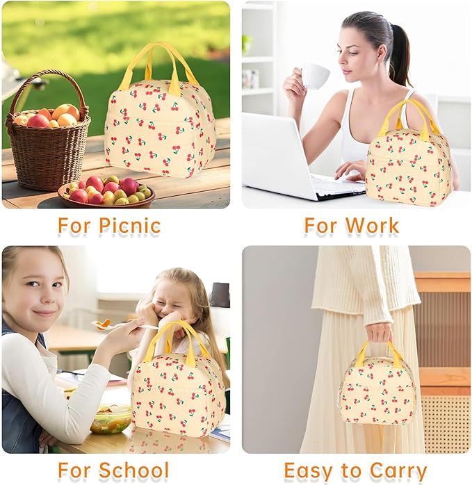 Lunch Bag for Women Men Girl,Large Cute Corduroy Lunch Tote Bags - Reusable Insulated Lunch Box for women with Handle, Leakproof WaterProof Design for Office, School, Work,Picnic.