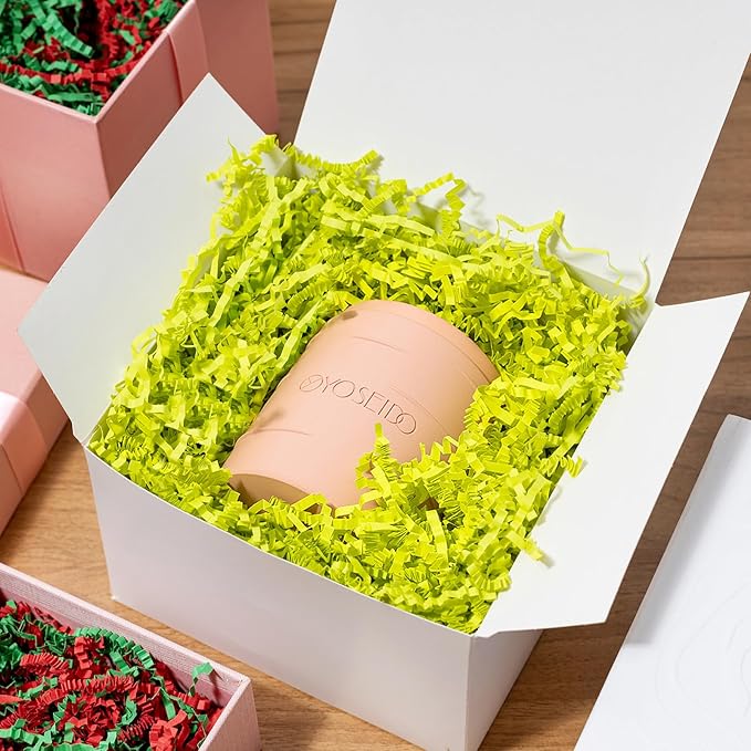Mefleet 1/2 LB Crinkle Cut Paper Shred Filler 8 oz Light Green Crinkle Shredded Paper for Gift Box - Gift Basket Bag Filler - Grass Cushion Stuffing for Easter, Mother's day, Holiday Packaging Wrapping