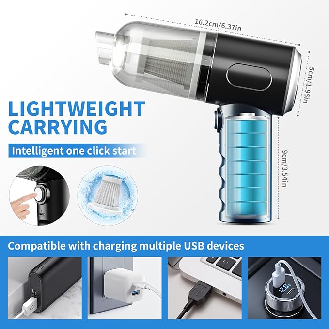 Compressed Air Duster-Vacuum Keyboard Cleaner-Air Blower 3-in-1-Electric Air Dusters-Replace Compressed Air Cans for PC,Computer Keyboard,Car Dusterpc Cleaning