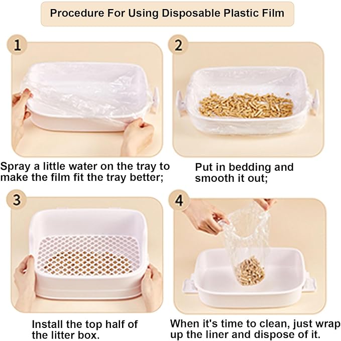 Disposable Small Animal Cage Liner Rabbit Litter Box Liners Tray Film Bags | Quick Cleanup Leak-Proof Pet Toilet Plastic Film Liner for Rabbit Guinea Pig Chinchilla Bird Cage & Litter Pan