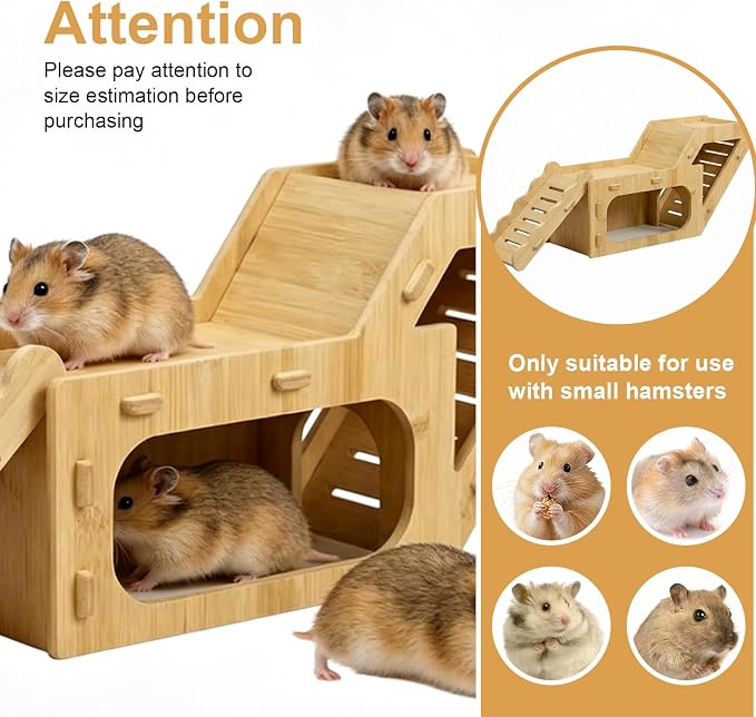 Wooden Hamster Hideout,Hamster Hideout Cage Accessories with Ladder(Z) | Platform for Syrian Hamsters Dwarf Gerbil Mouse