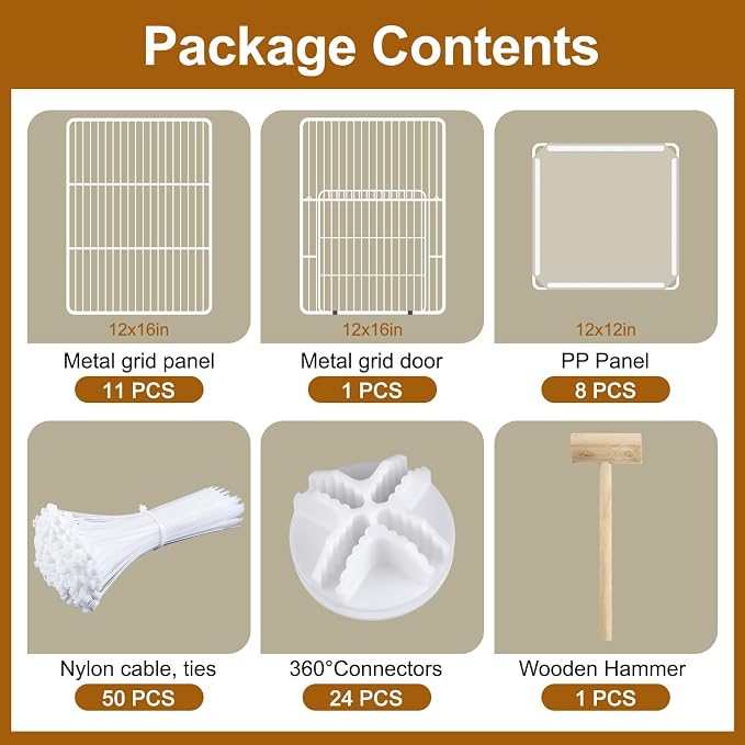 VISCOO 20 Panels Small Animal Playpen, Pet Playpen, Guinea Pigs Cages | C&C Cage, Rabbit/Bunny Cage, Puppy Play Pen, Indoor Outdoor Portable Metal Wire Yard Fence(White)