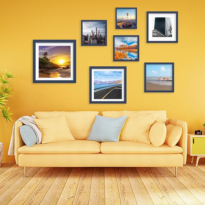 12x12 Wood Picture Frames for Wall Hanging or Tabletop,Diamond Painting Frame Baby Scan Picture Frames with 2 Mats Display 8x8 or 10x10 for Family Walls Decoration,Anniversary,Wedding,Christmas(Jazz
