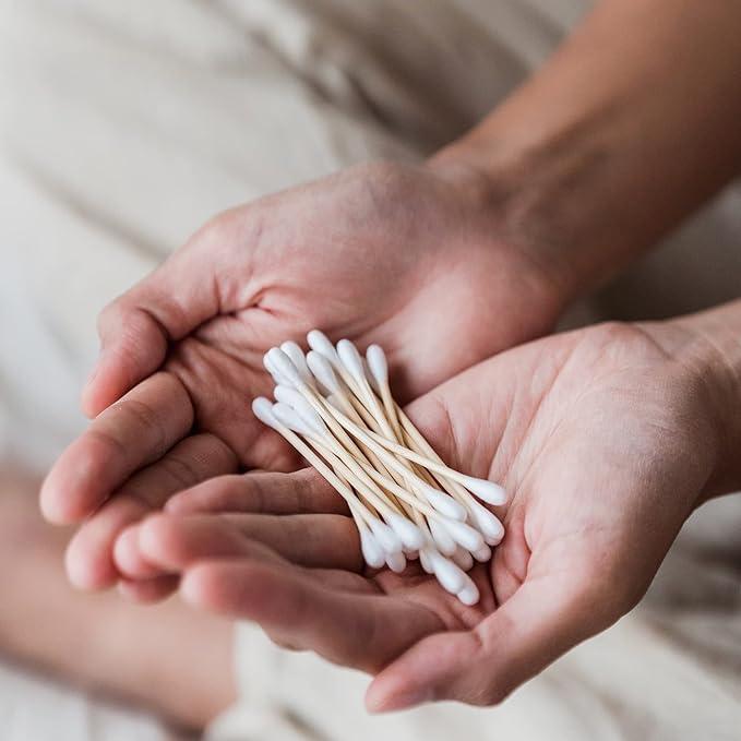 Bamboo Cotton Swabs 900ct, Natural Cotton Buds with Larger Tips for Personal Care,3 Pack Biodegradable Cotton Tips