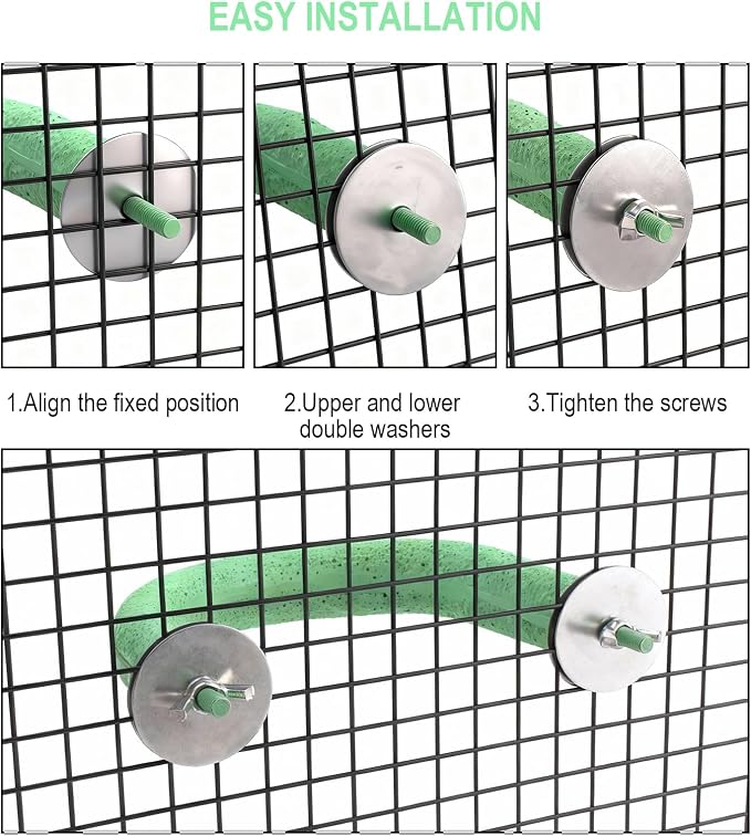 U Shape Parrot Perch Cage for 4cm Large Pad Fits Bird perches | Fits Horizontal Vertical Bars Washable Colorfast Resin Perch for Budgies, Cockatiels to Trim Nails Beak Naturally