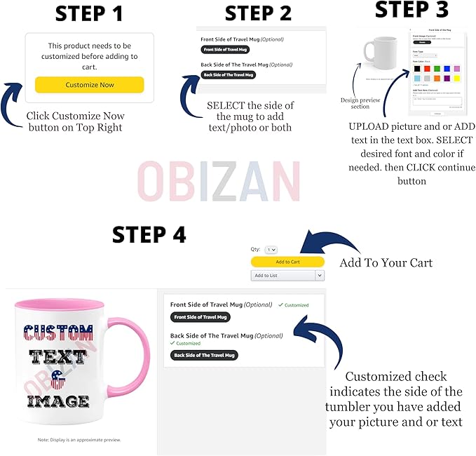 Custom Coffee Mug with Photo, Text, or Logo | Personalized Ceramic Mug 11oz | Customizable Gift for Men, Women | Unique Gift for Birthdays, Holidays, Christmas | White - Pink