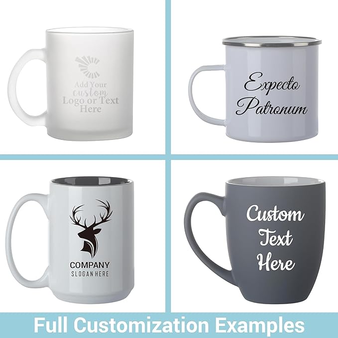 Personalized Coffee Mug Engraved with your Custom Logo - Customized Coffee Mugs, Hot Chocolate Mug, Birthday Gift, Retirement Gift (Engraved Custom Logo, Matte Black)