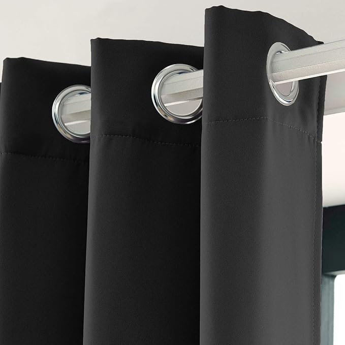 LA PALMA Thermal Insulated Blackout Darkening Grommet Living Room Curtains Window Drapes for Bedroom Pack of 2 Panels