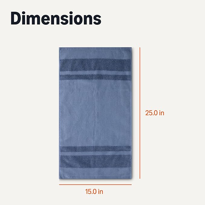 Amazon Basics Organic Cotton Waffle Kitchen Dish Towels - Ultra Absorbent, Quick Drying, Lint-Free, 15 x 25 inches, 6-Pack (4 Navy Strip/Checker, 1 White, 1 Solid Navy)