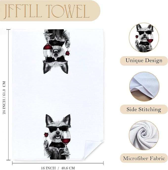 Funny Yorkshire Terrier Kitchen Towels Set of 2, Funny Kitchen Decor, Wine Bar Decor, Yorkshire Terrier Owner Gift Hand Towel, Dining Room Decorative Tea Towel Dish Towels 16x24 Inch